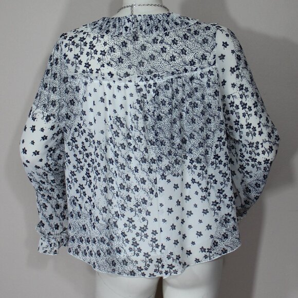 See by Chloe ruffled floral print blouse long sleeve preppy designer size 38/M/6 - Picture 4 of 9